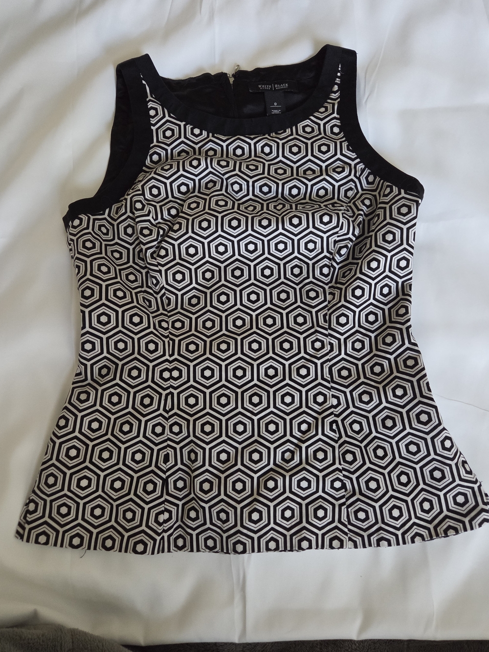White House Black Market Black and White Geometric Sleeveless Top